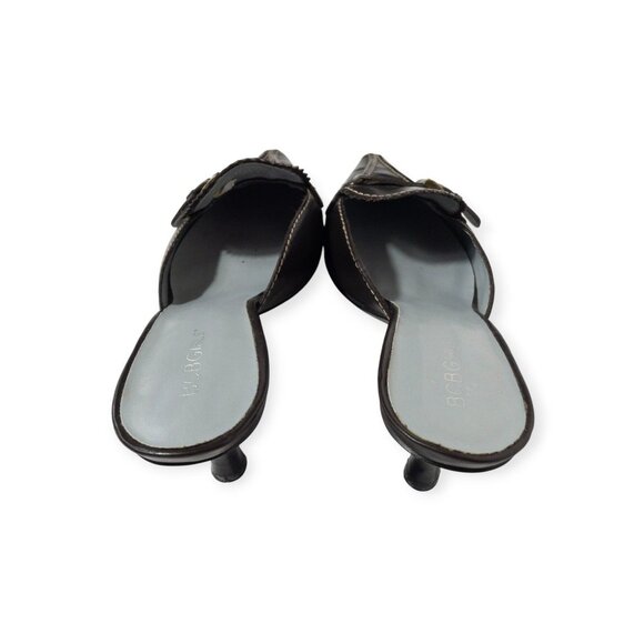 BCBGirls Brown Pointed Toe Kitten Heel Loafer Mules With Buckle Detail SZ 7.5 - Picture 6 of 14